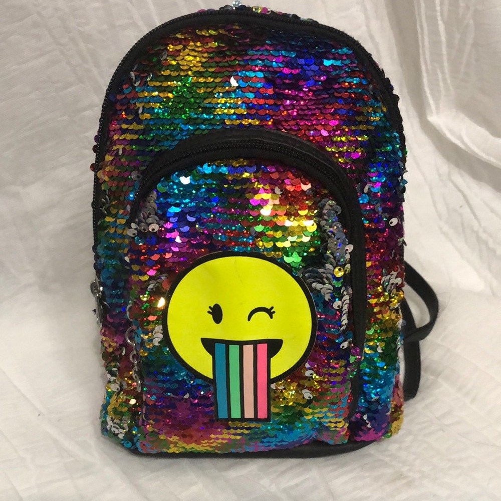 Justice Sequin Rainbow Emoji Mini Backpack